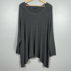 Eileen Fisher gray viscose nylon spandex oversized ribbed sleeve sweater, XL.